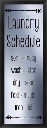 Framed Laundry Schedule - Silver Print