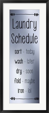 Framed Laundry Schedule - Silver Print