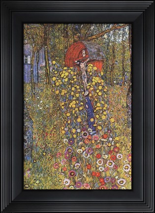 Framed Farmers Garden with Crucifix Print