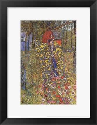 Framed Farmers Garden with Crucifix Print