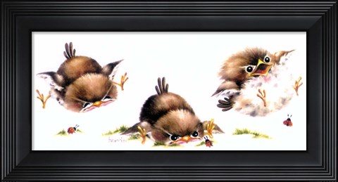 Framed Bird And Ladybug Print
