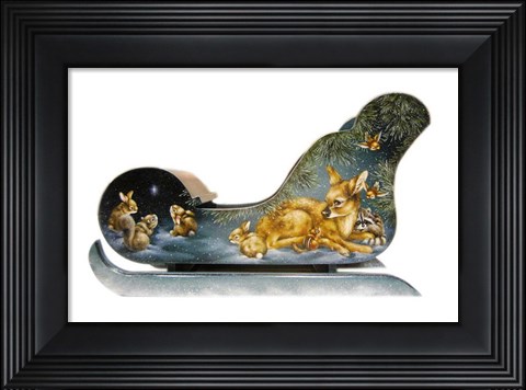 Framed Winter Babies Sleigh Print