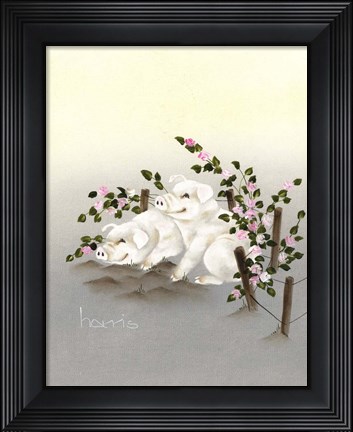 Framed Swine And Roses Print