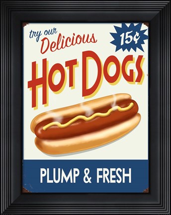 Framed Hot Dogs Delicious Print