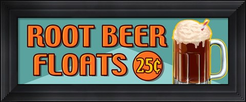 Framed Root Beer Floats 25 Cents Oblong Print
