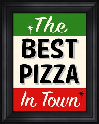 Framed Best Pizza Stripe Print