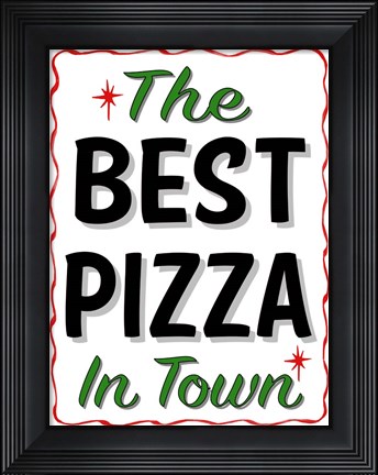 Framed Best Pizza Wavy Border Print