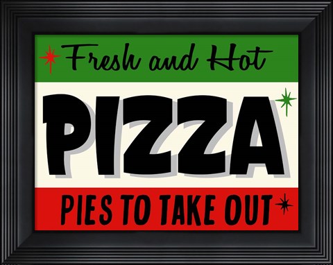 Framed Hot Pizza Horiz Print