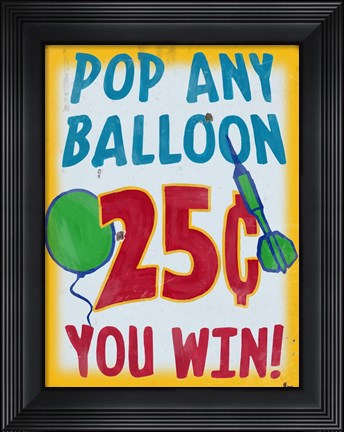Framed Pop Any Balloon Distressed Print
