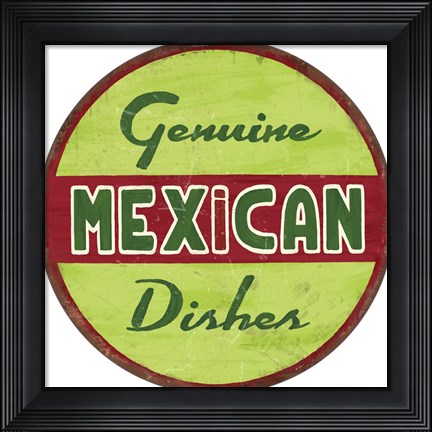 Framed Mexican 14 Circle Lime Print