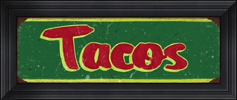 Framed Tacos Dk Green Print