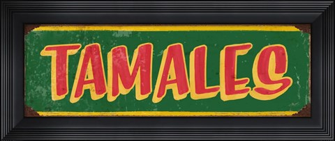 Framed Tamales Dk Green Print
