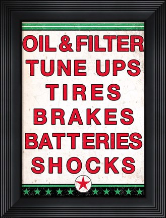 Framed Auto Shop Red Star Print