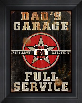 Framed Dads Garage Vert Print