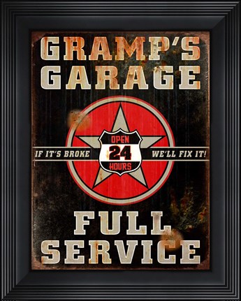Framed Gramps Garage Rusted Vertical Print