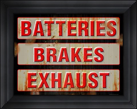 Framed Batteries Brakes Exhaust Print