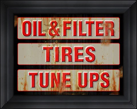 Framed Oil Tires Tuneups Print