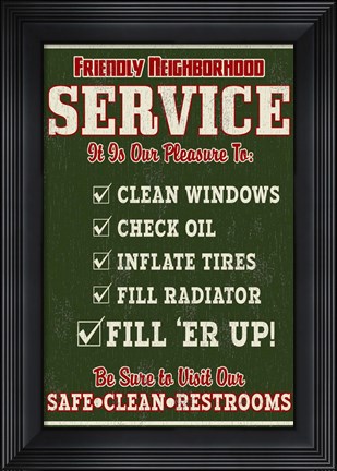 Framed Friendly Service Print