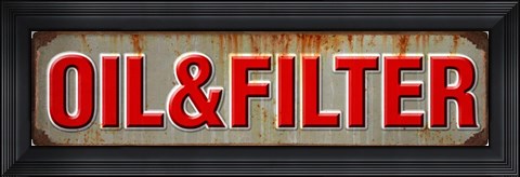 Framed Oil &amp; Filter Rusted Garage Print