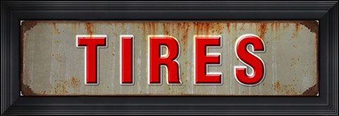 Framed Tires Rusted Garage Print