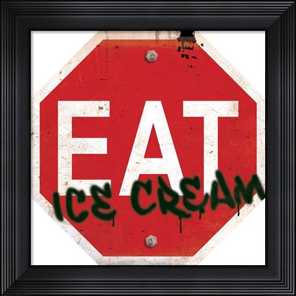 Framed Eat Stop Ice Cream Print