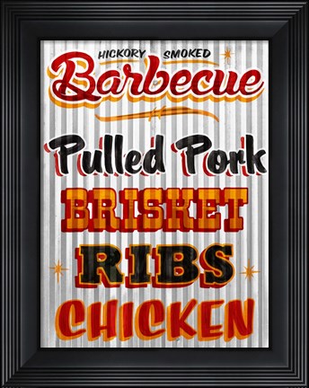 Framed Barbeque Hickory Smoked Corregate Metal Print