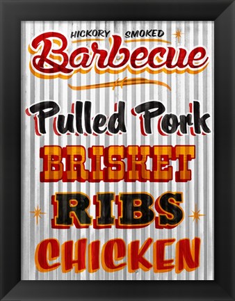 Framed Barbeque Hickory Smoked Corregate Metal Print