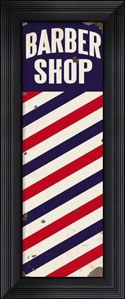 Framed Barber Pole distressed with chips Print