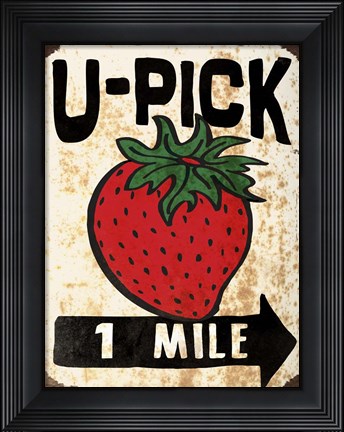 Framed U-Pick Strawberry Print