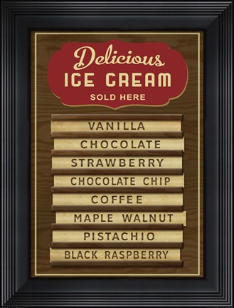 Framed Ice Cream Board -Wood Print
