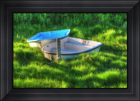 Framed Dinghies At Low Tide Print