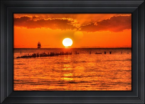 Framed Old Pier Sunset Horizontal Print