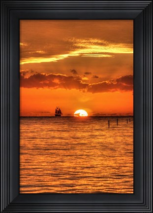 Framed Old Pier Sunset Vertical Print