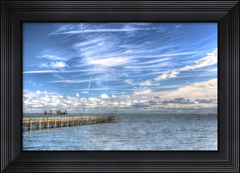 Framed Pier And Island Tif Print