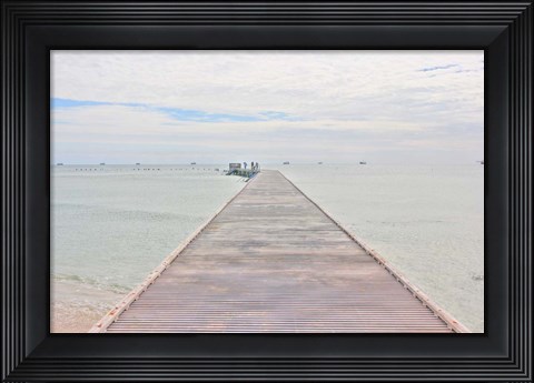 Framed Pier And Shrimper Fleet Print