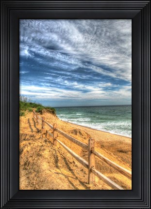 Framed Truro Beach Fence Vertical Print