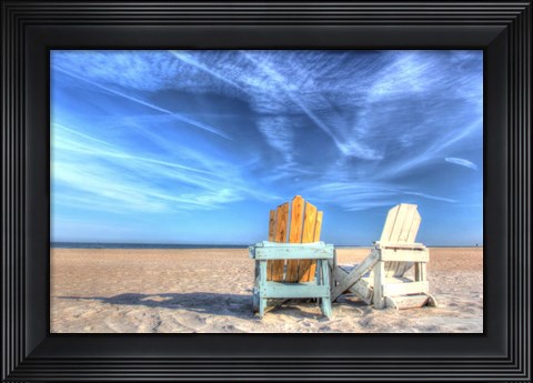Framed Two Chairs On The Beach Print