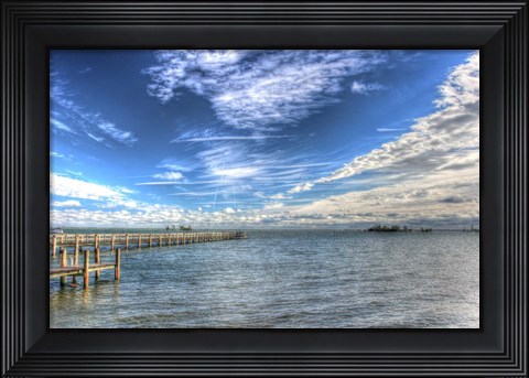 Framed Water Sky One And Half Piers Print