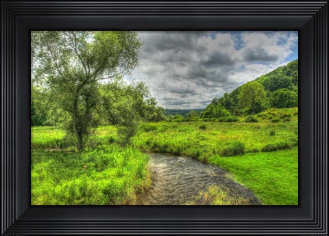 Framed Dutchess County Stream And Meadow Print
