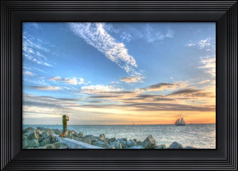 Framed Key West Lone Figure Sunset Print