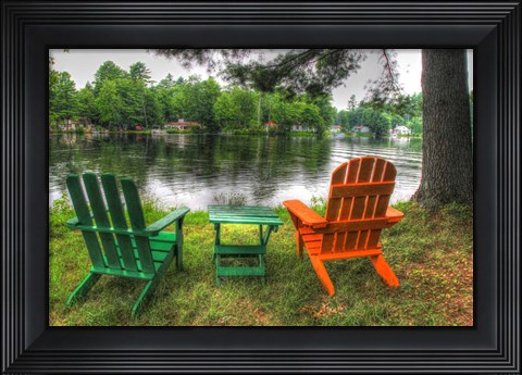 Framed Lakeside Chairs Print