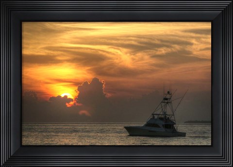Framed Key West Sport Fisher Sunset Print