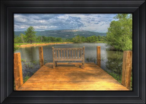 Framed Mountain Dock and Bench I Print