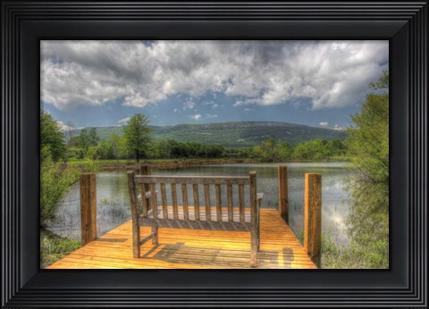 Framed Mountain Dock and Bench II Print
