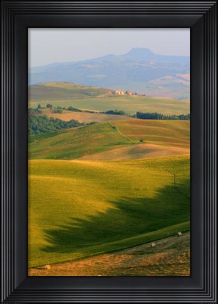 Framed Tuscan Vertical Distant Hill Castle Print