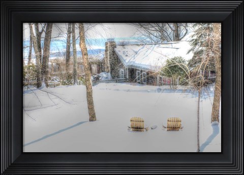 Framed Winter Adirondak Chairs Print