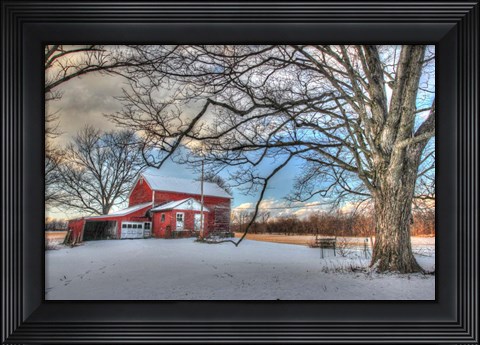 Framed Winter Barn Print