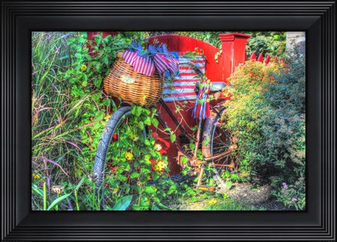 Framed American Flag Bike Print