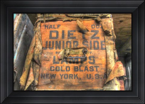 Framed Old Shipping Box. Print