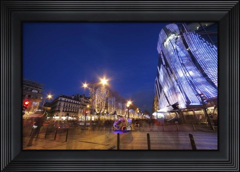 Framed Champs Elysees At Christmas Print
